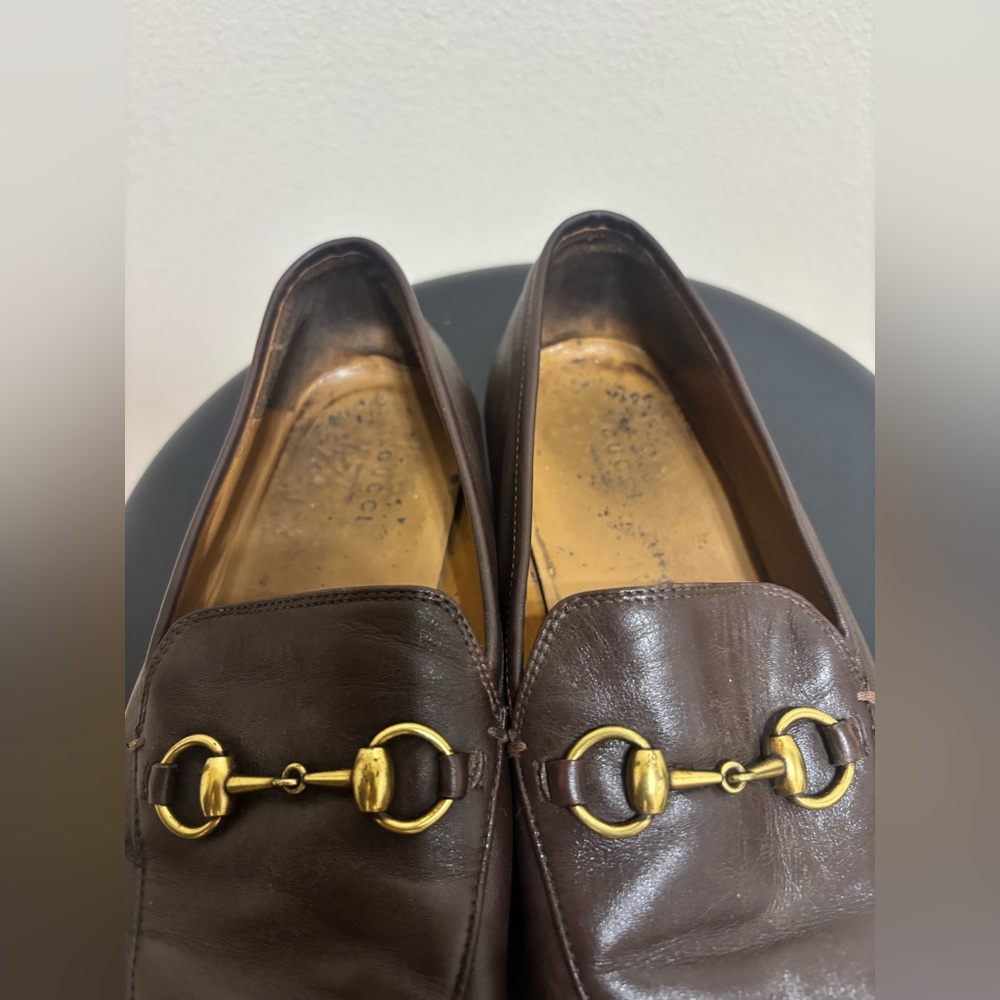 GUCCI Jordaan Horsebit Brown Leather Loafer 44 / 11 US Moccasin $1100 - Picture 7 of 16